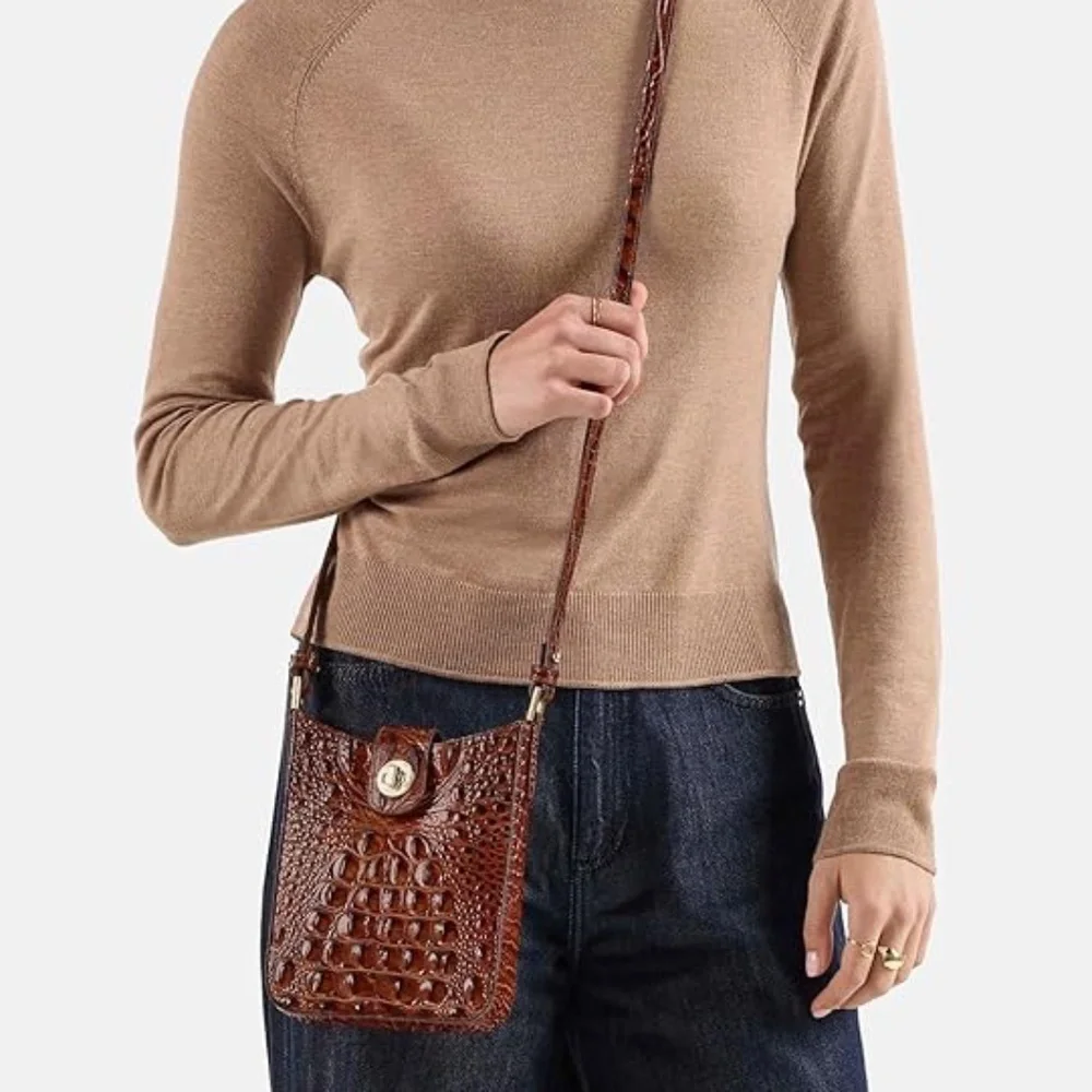 Brahmin Marley Small Leather Crossbody - Black Flashback - Picture 5 of 10